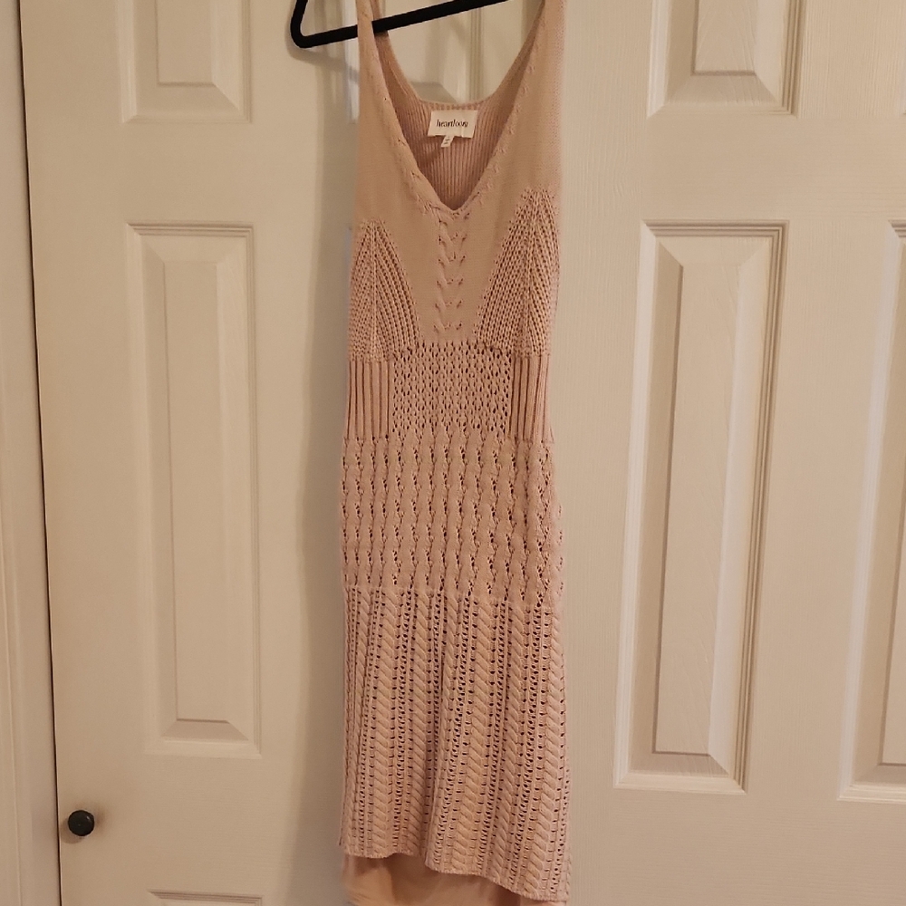 Beige Ribbed Midi Sundress